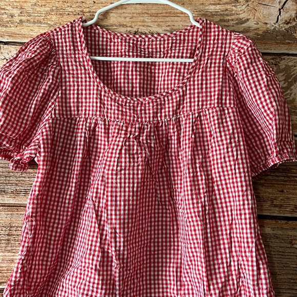 SHEIN Curve Retro Pin Up Red & White Checkered Peplum top - Picture 4 of 5